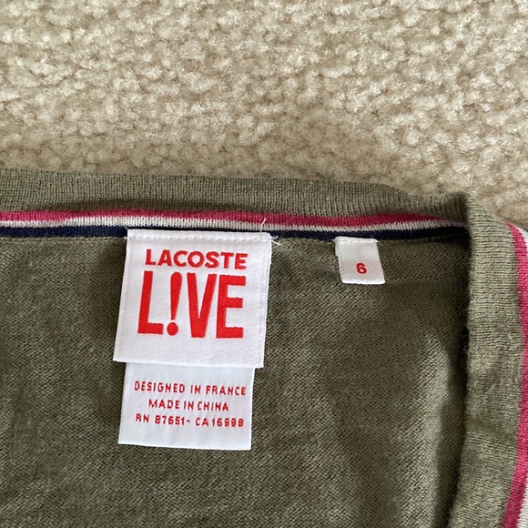 Long Sleeve V-Neck Thin Sweater Lacoste - Size 6 - Gently Worn - Picture 3 of 7